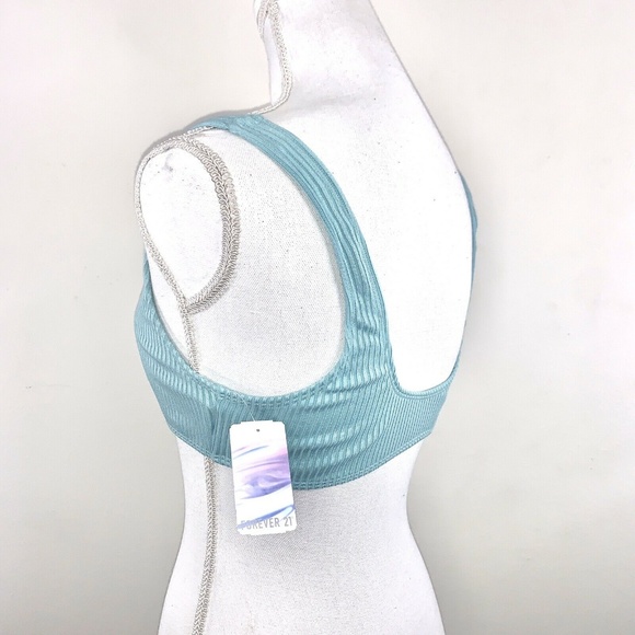 FOREVER21 BLUE KNOT FRONT TIED BIKINI SWIM OR FESTIVAL TOP - Picture 6 of 8